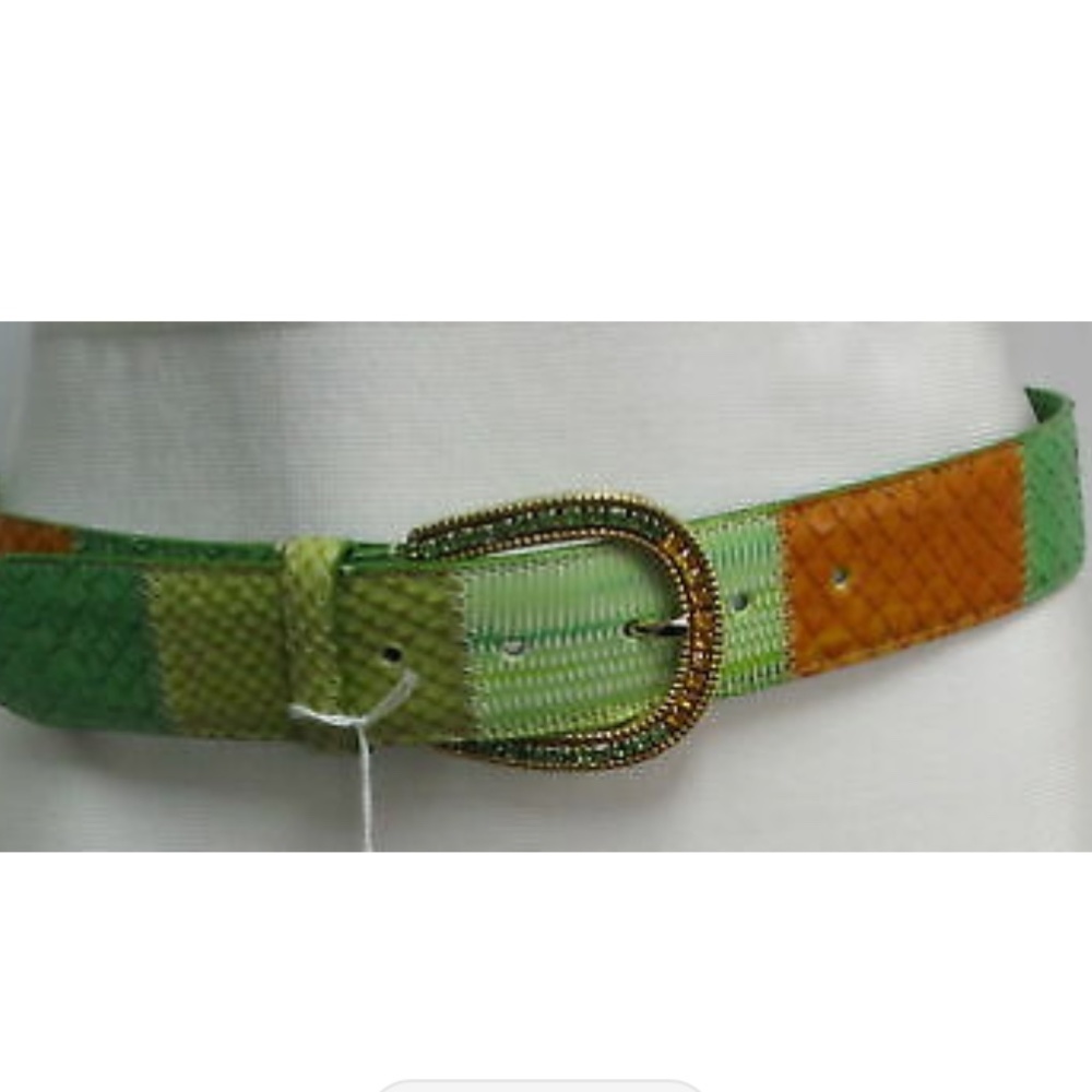 Nanni green and orange patterned belt